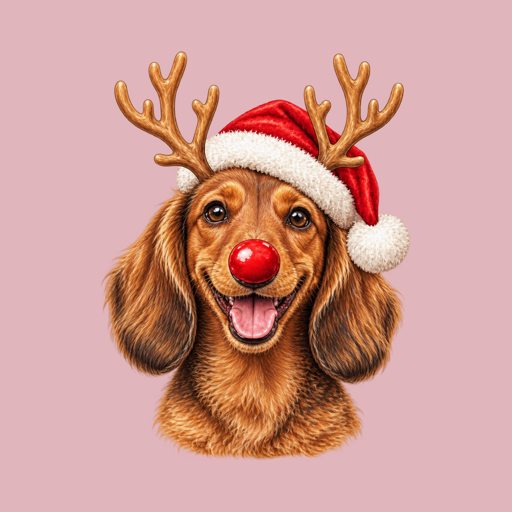 Dachshund Santa Antlers Rudolph Christmas Dachshund Shirt Gift