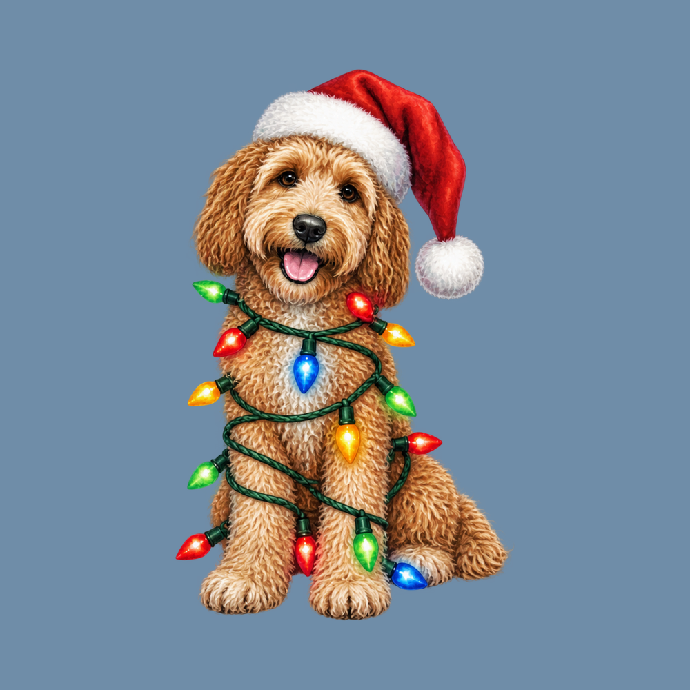 Cockapoo Santa Christmas Lights Comfort Colors 1717 T-Shirt