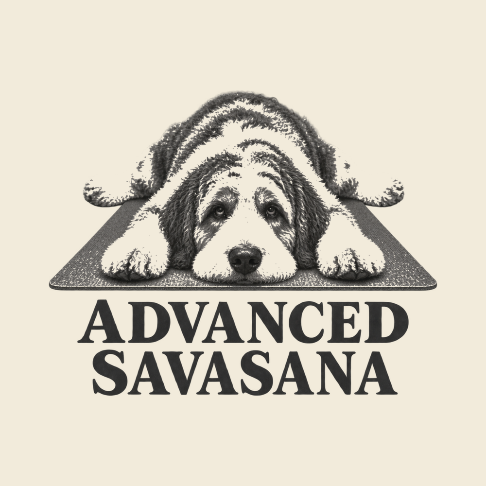 Aussiedoodle Advanced Savasana Yoga