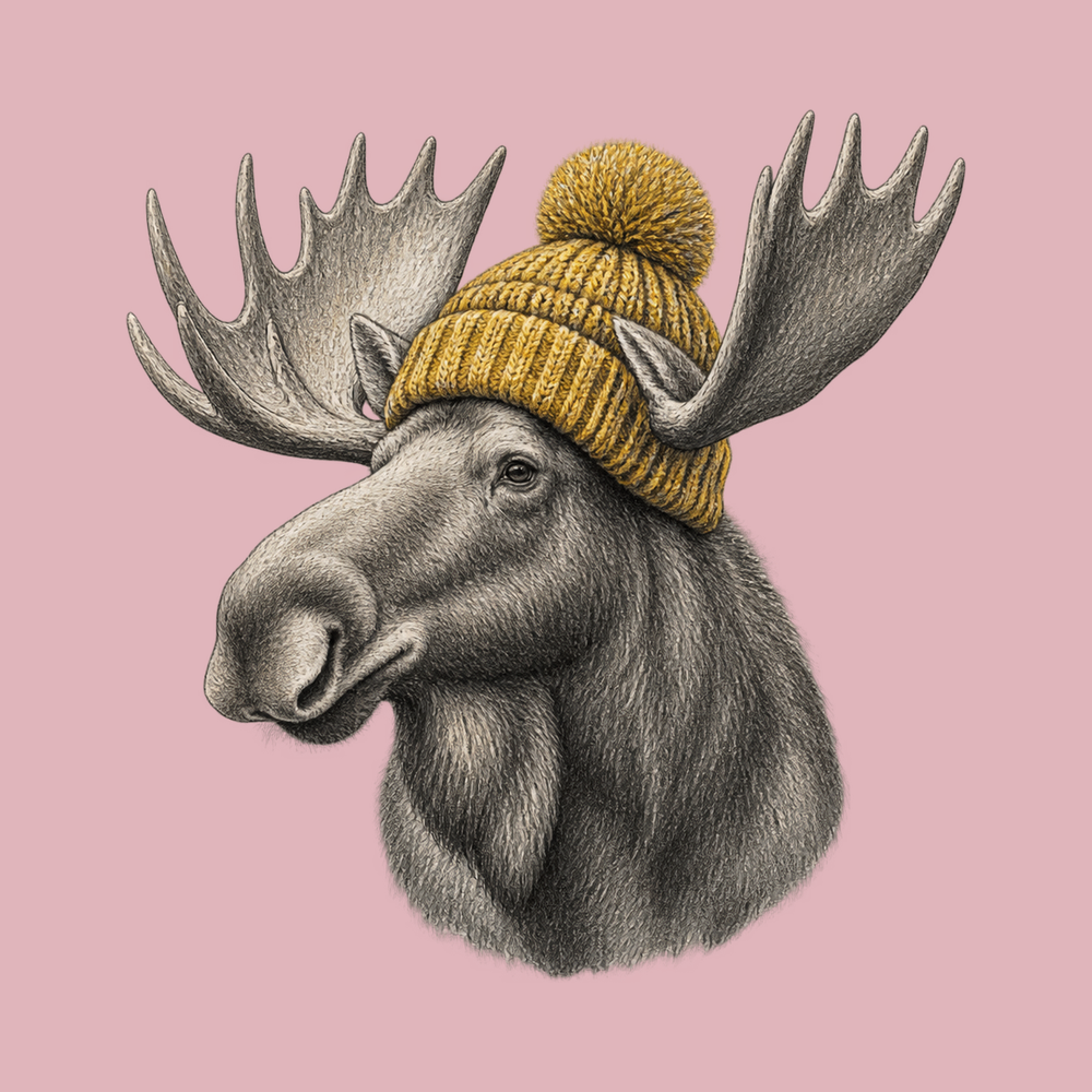 Winter Moose Yellow Beanie Shirt and Cabin Life Tee