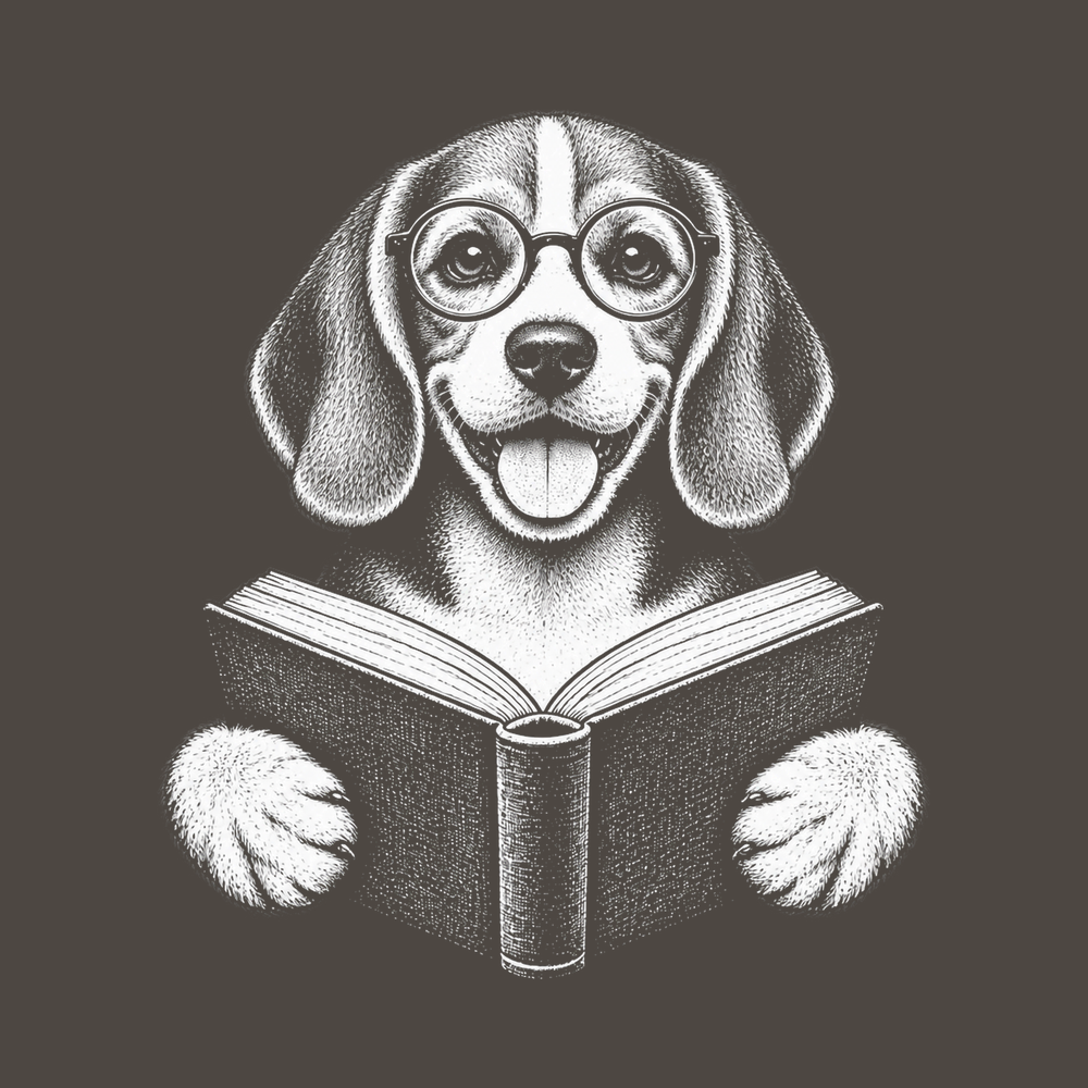 Reading Beagle Round Glasses Comfort Colors 1717 T-Shirt