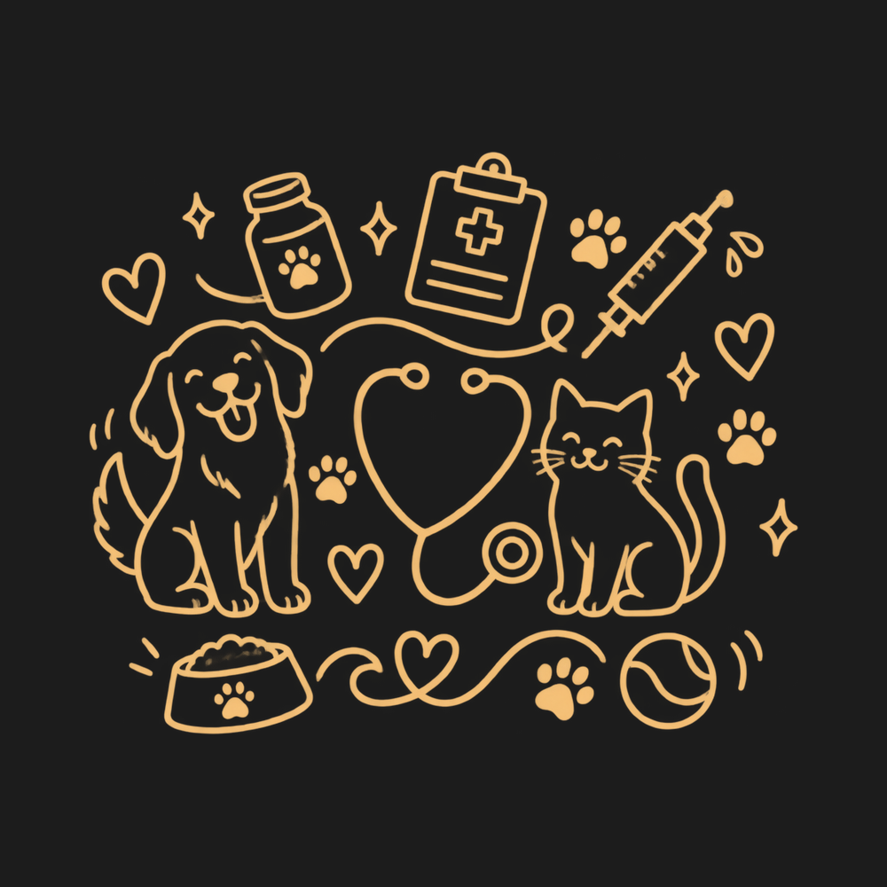 Veterinary Dog Cat Stethoscope Doodle Pigment-Dyed Comfort Colors funny shirt
