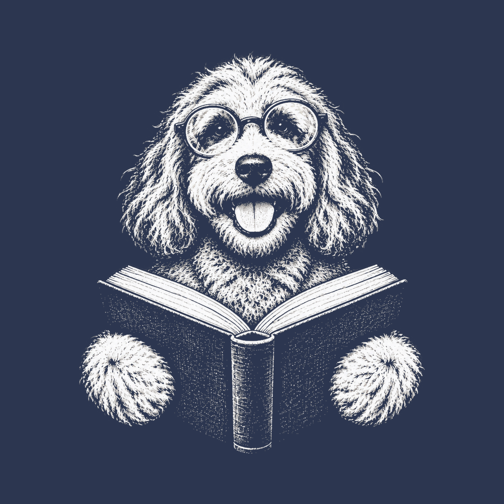 Reading Cockapoo Round Glasses Vintage Dog Tee Bookish Dog Shirt