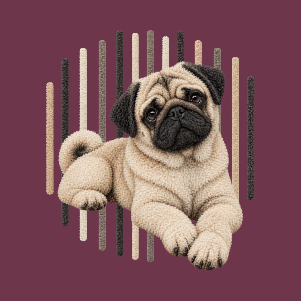 Photorealistic Pug Dog Stripes Pug Lover Gift Graphic Dog Tee