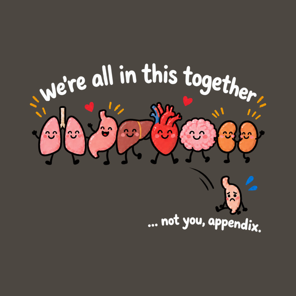 Cute Organs Excluded Appendix2 Funny Medical Humor Surgery Shirt