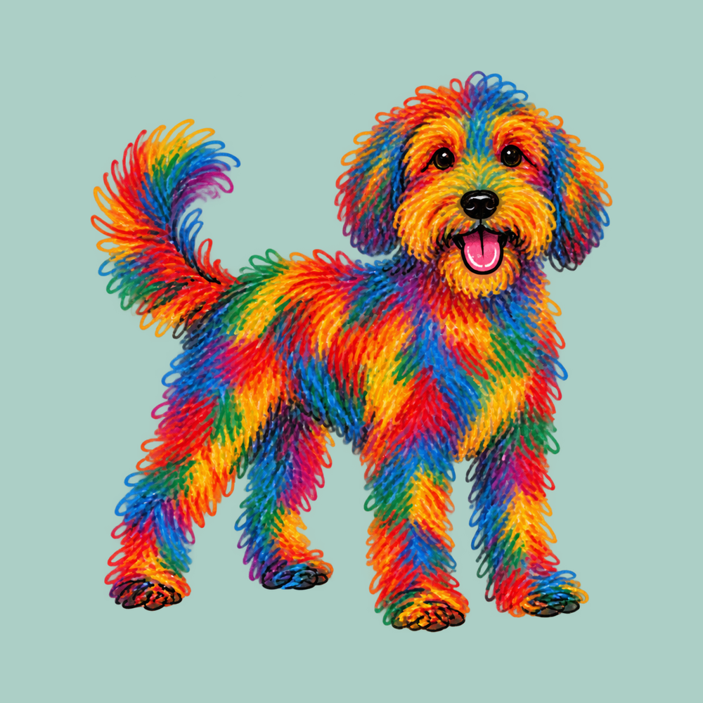 Rainbow Schnoodle Dog Art Crewneck - Schnoodle Owner Gift Tee