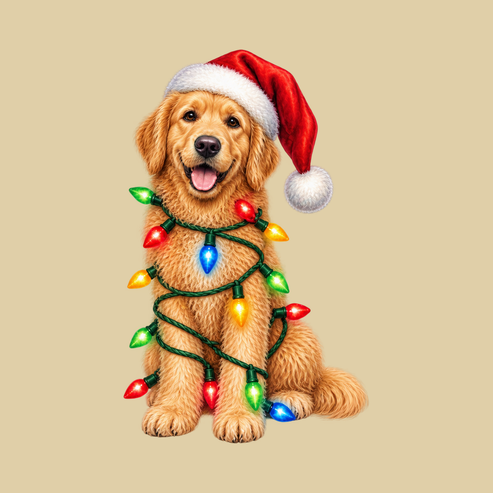 Golden Retriever Christmas Lights T-Shirt Holiday Dog Lover Gift