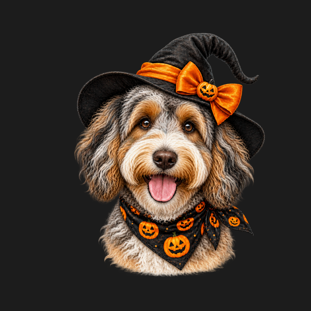 Aussiedoodle Halloween Witch Hat Garment-Dyed Vintage Wash Tee