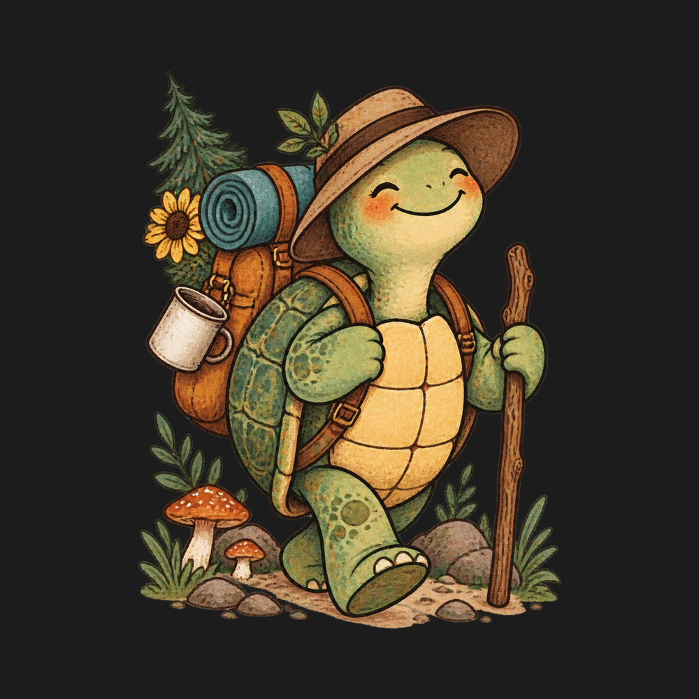 Funny Hiking Shirt with Hiking Turtle With Backpack Graphic Tee