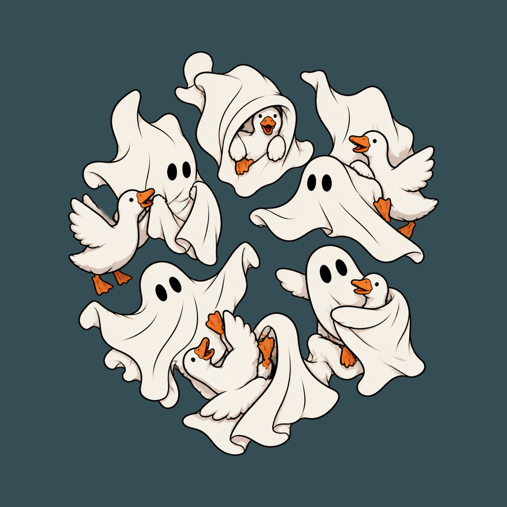 Ghost Playing With Goose Shirt Silly Goose Tee Halloween Shirt