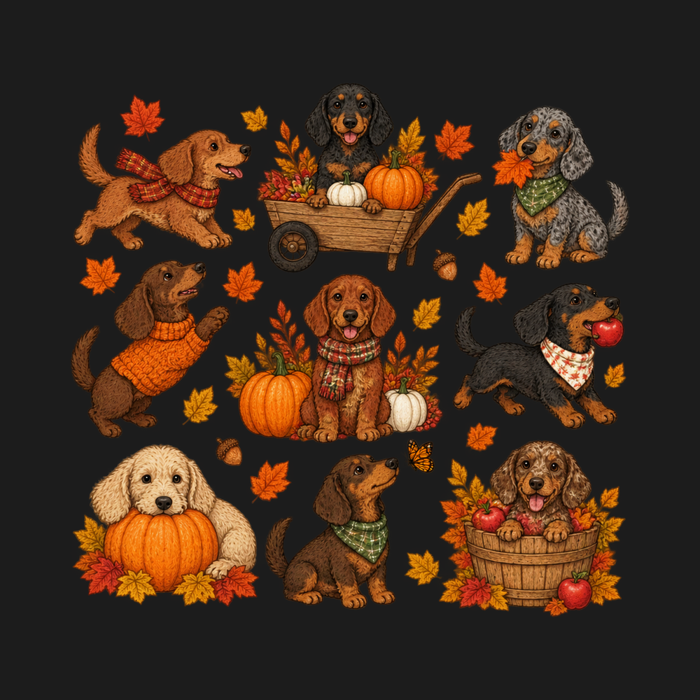 Colorful Dachshund Fall Activities Clipart Fall Dachshund Shirt