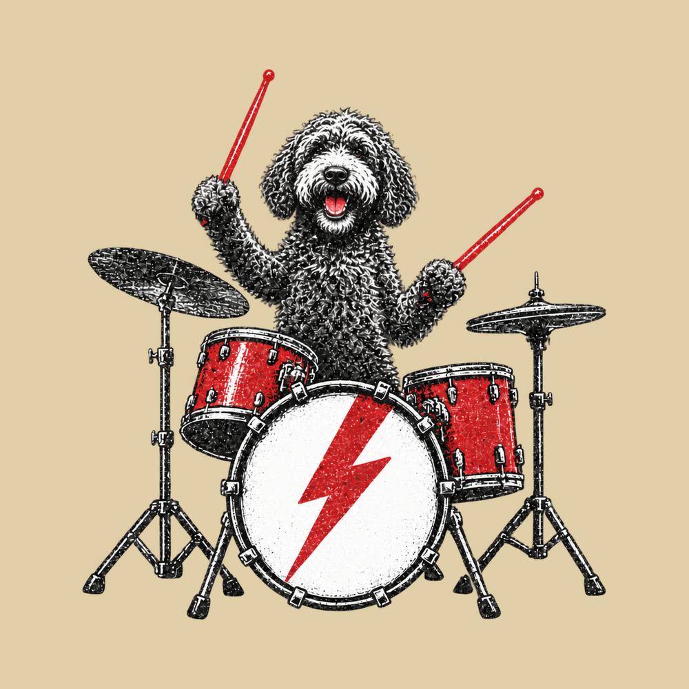 Labradoodle Playing Drums Comfort Colors Shirt