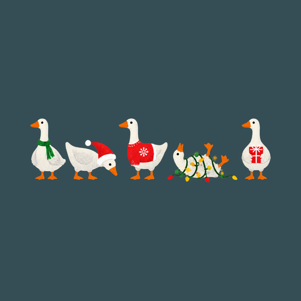 Festive Christmas Goose Lineup Comfort Colors Funny Holiday Tee