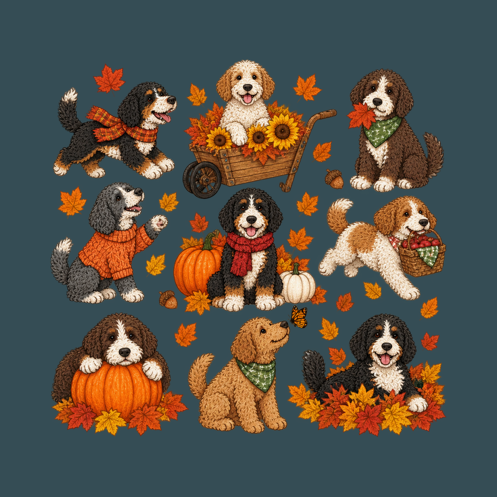 Fall Bernedoodle Dog Autumn Activities Shirt - Bernedoodle Mom Gift