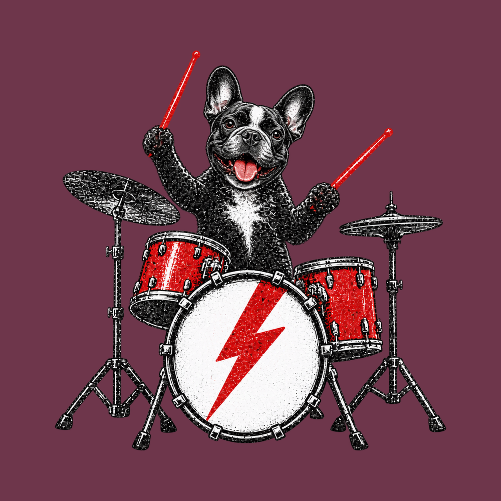 French Bulldog Rocker Drummer Shirt Frenchie Graphic Tee Rock Dog