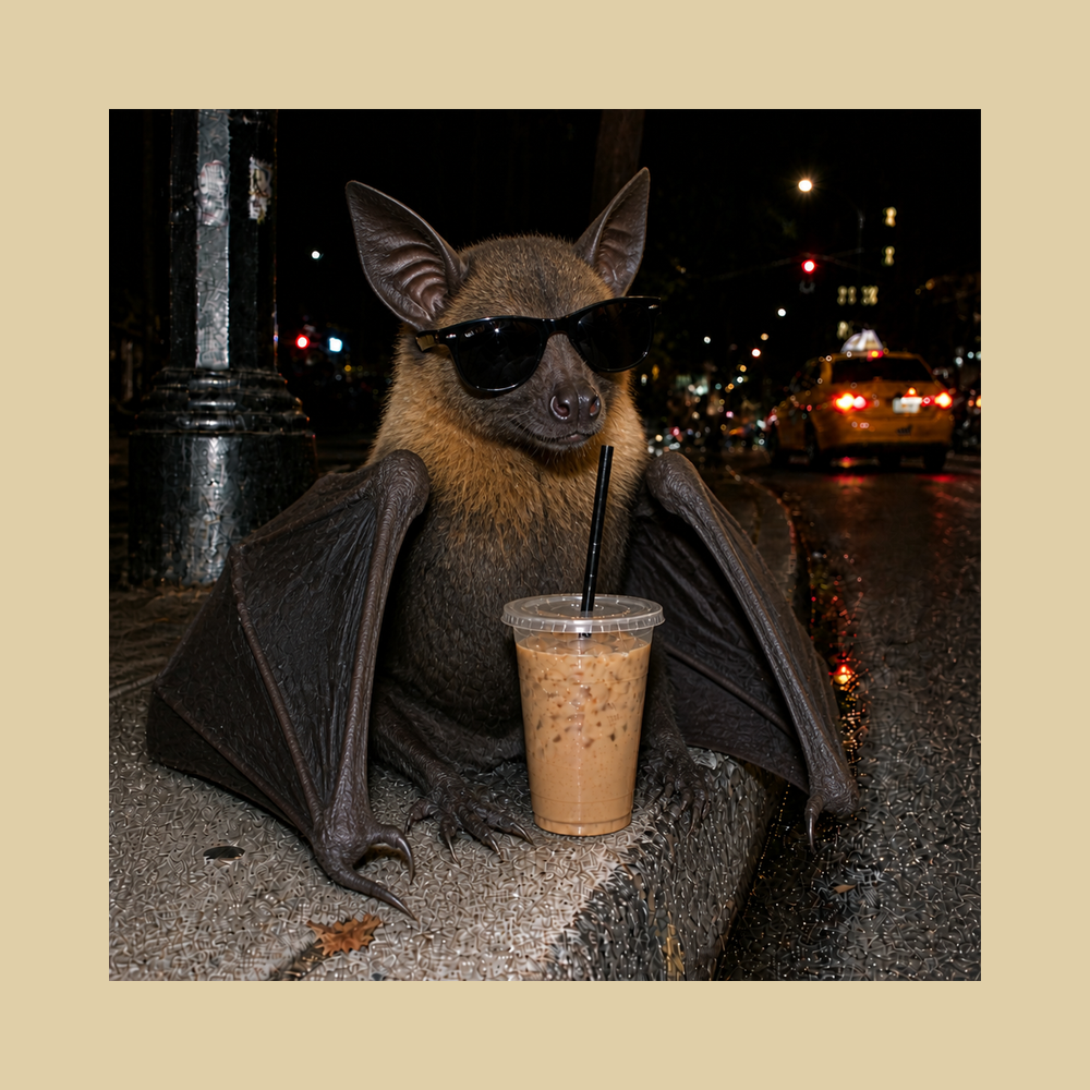 Cool Bat Drinking Coffee T-Shirt Goth Bat Shirt Bat Lover Gift