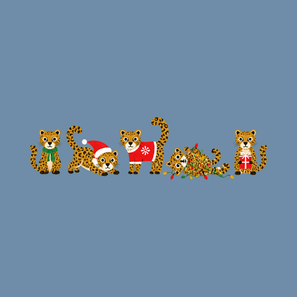 Christmas Leopard Festive Lineup T-Shirt - Leopard Print Gift