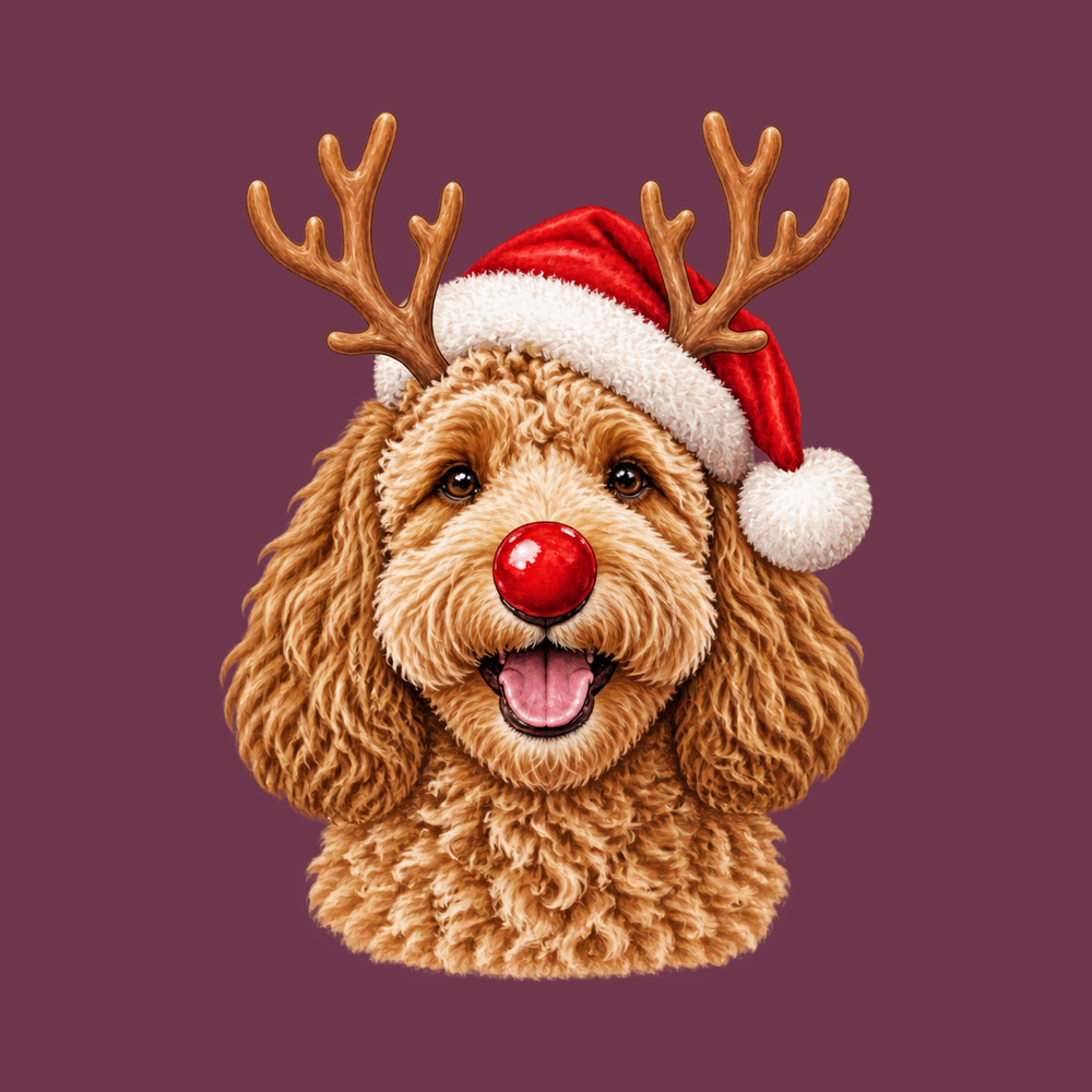 Christmas Reindeer Cockapoo Portrait Shirt - Cockapoo Christmas Gift