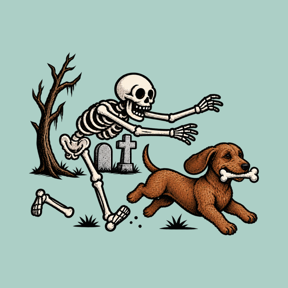 Dachshund Skeleton Bone Chase Spooky Dog Shirt