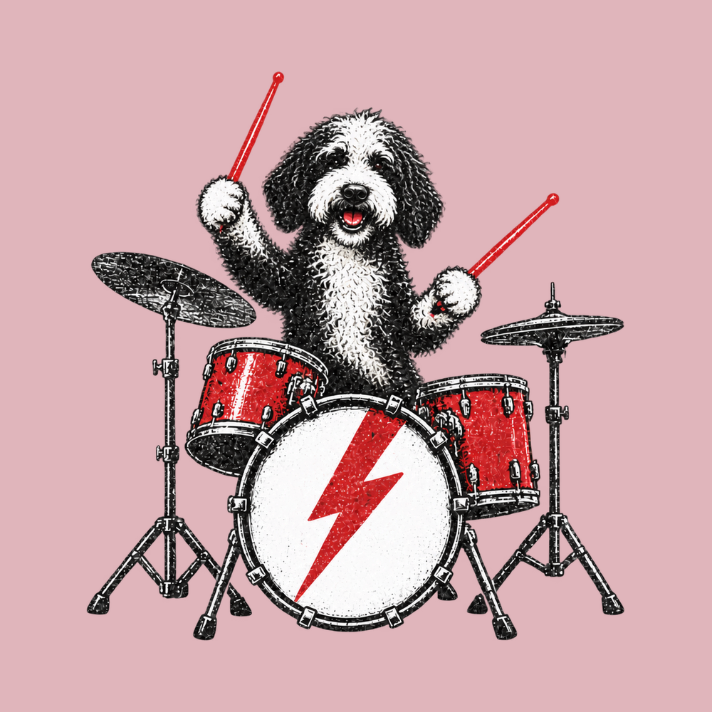 Sheepadoodle Drummer Rock Star Vintage Wash Comfort Colors Tee