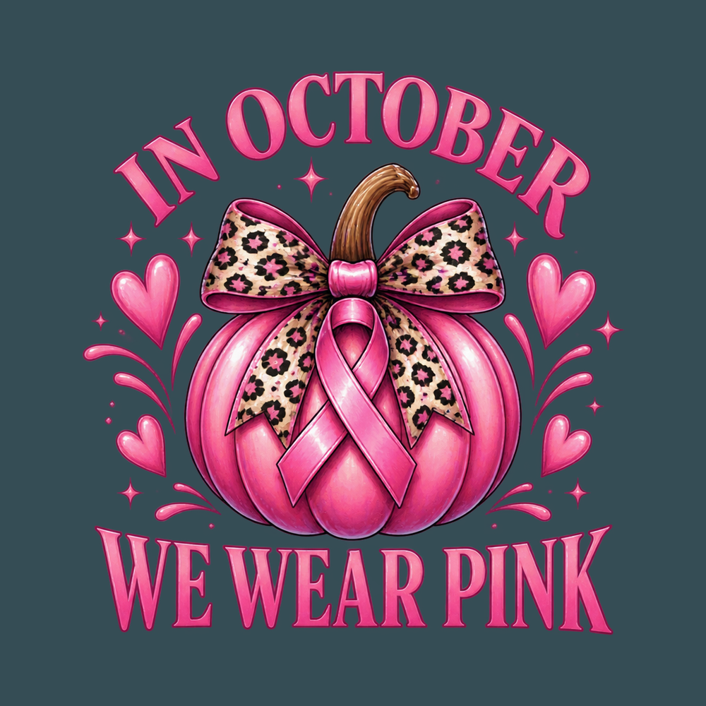 Pink Pumpkin Leopard Bow Ribbon Cancer Awareness Support Shirt