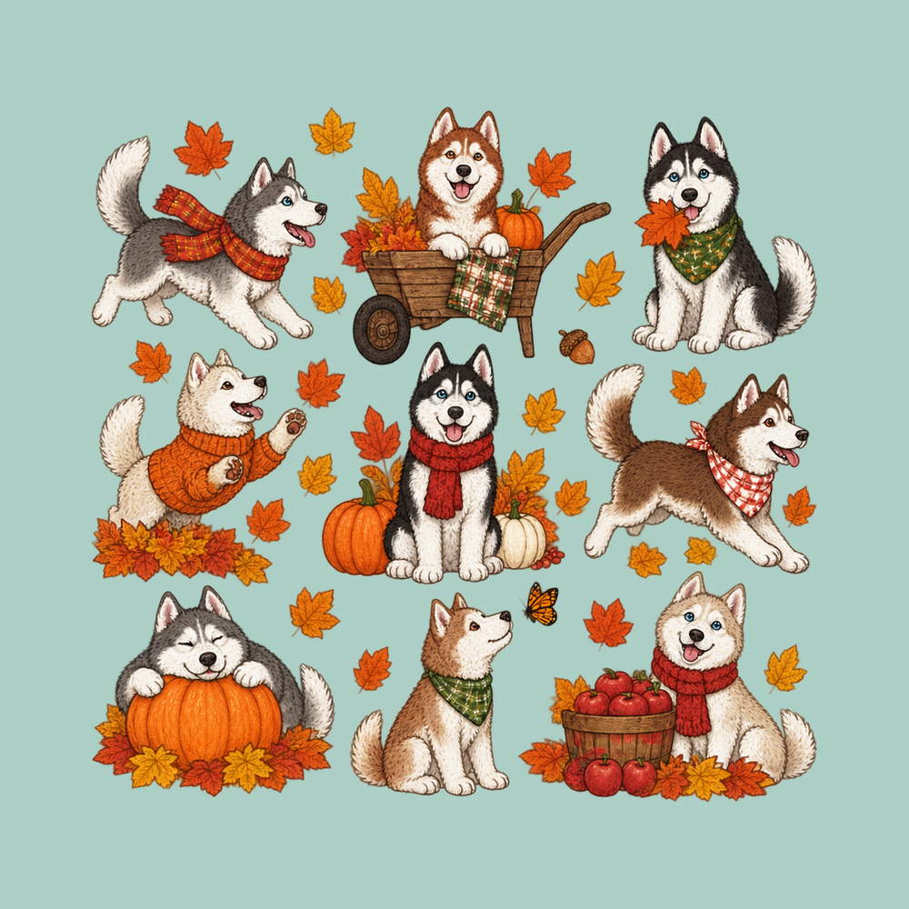 Autumn Huskies Fall Activities Shirt Cozy Autumn Tee Husky Mom Gift