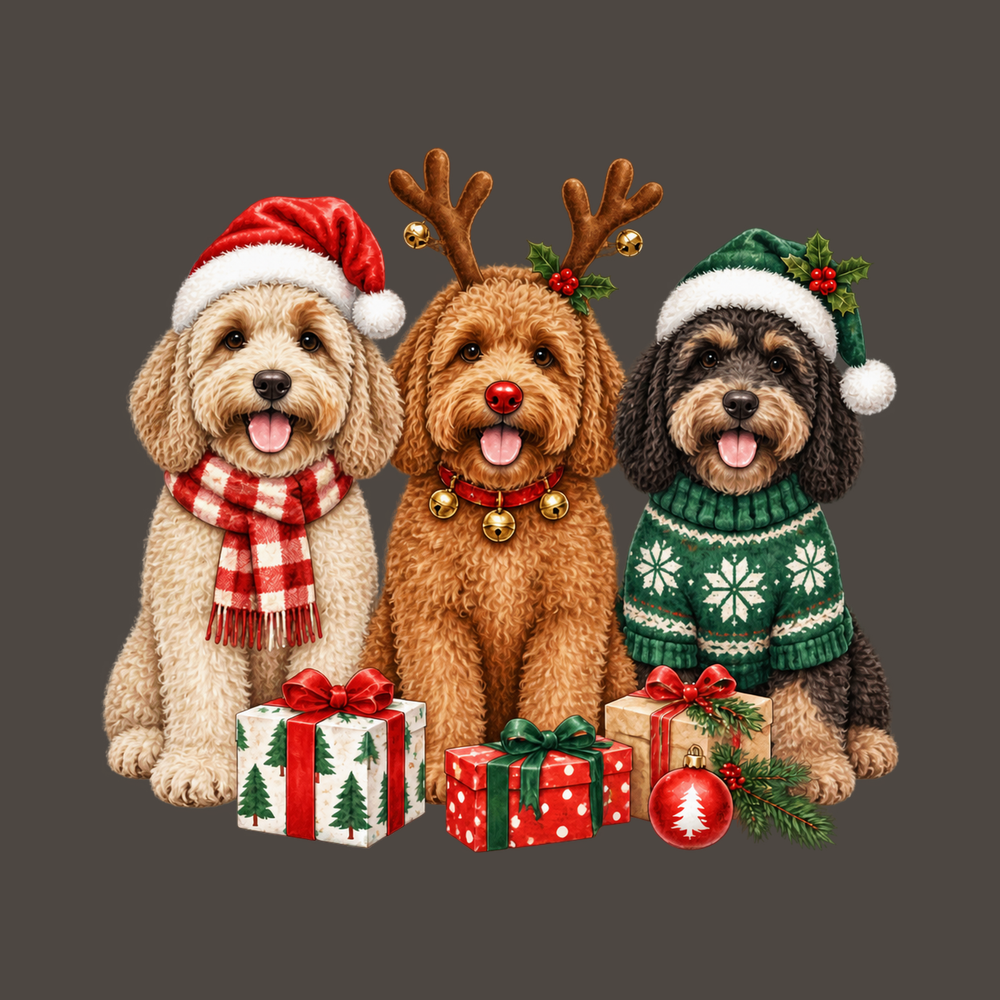 Three Cockapoos Christmas Dogs Winter Dog Shirt Apparel Gift