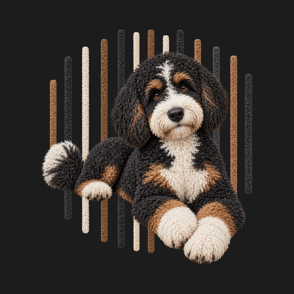 Bernedoodle Dog Vertical Lines Shirt Vintage Wash Doodle Dog Tee