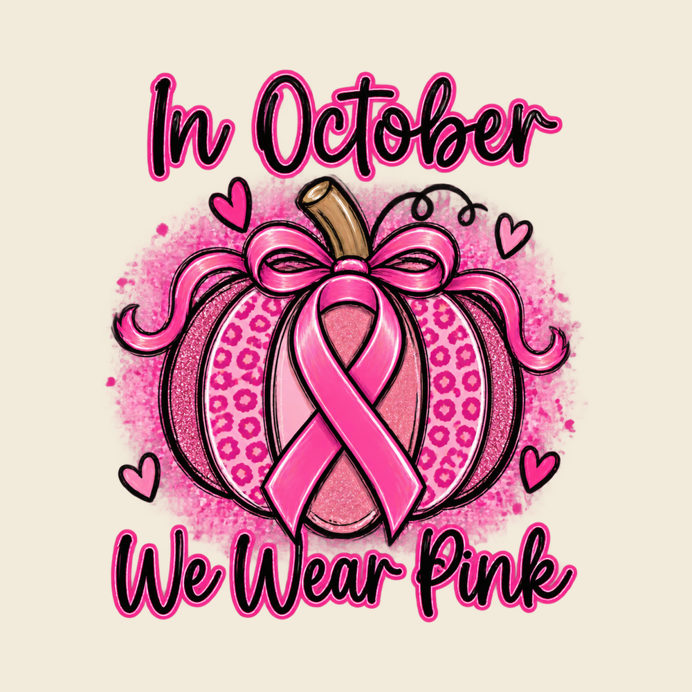 Pink Ribbon Leopard Pumpkin Breast Cancer Tee October We Wear Pink