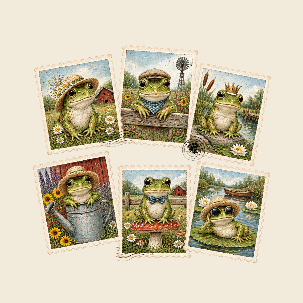 Sir Froggy Vintage Stamps T-Shirt Vintage Frog Shirt Frog Lover Gift