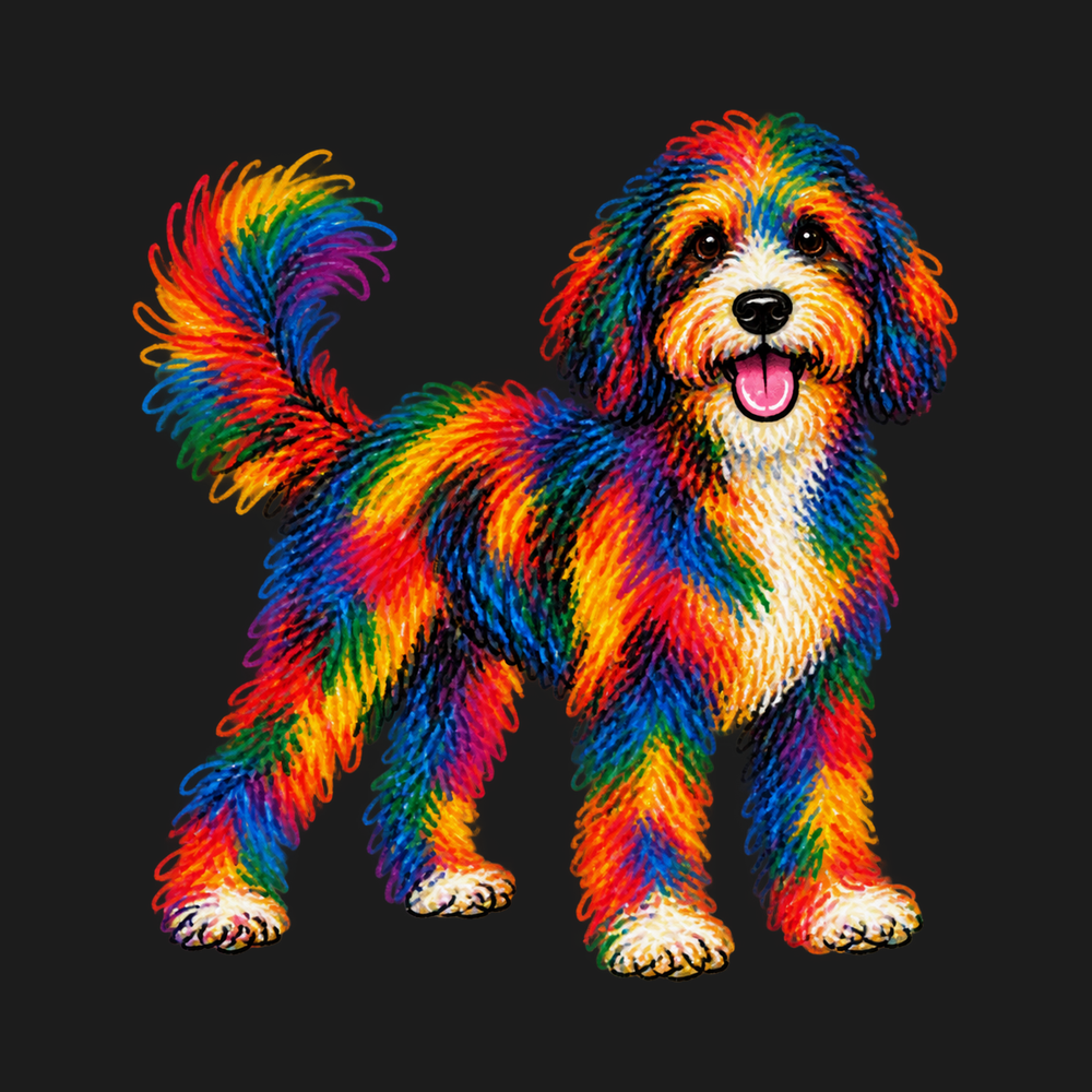 Rainbow Scribble Bernedoodle Shirt - Colorful Dog Art Doodle Dog Tee