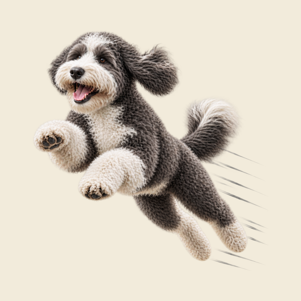 Jumping Sheepadoodle Speed Lines Comfort Colors Shirt