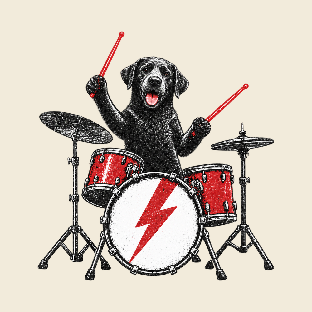 Black Labrador Drummer Kit Dog Playing Drums Shirt Music Lover Tee
