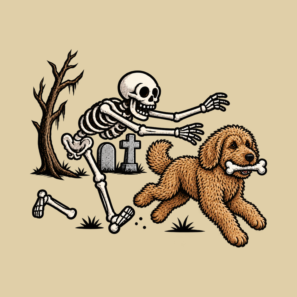 Labradoodle Skeleton Bone Chase Halloween Dog Shirt Comfort Colors