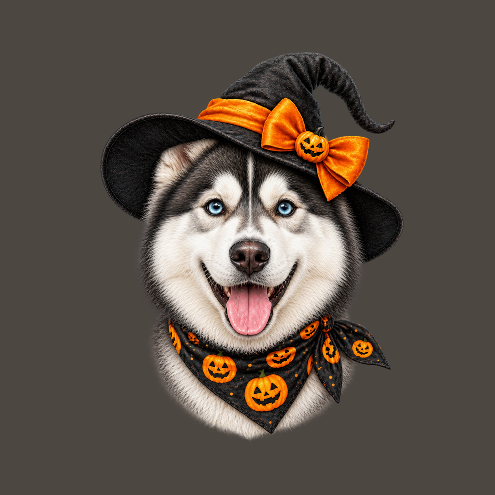 Halloween Husky Witch Hat T-Shirt Siberian Husky Dog Mom Gift