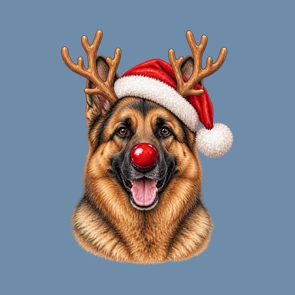 German Shepherd Rudolph Santa Hat Dog Christmas Shirt GSD Gift