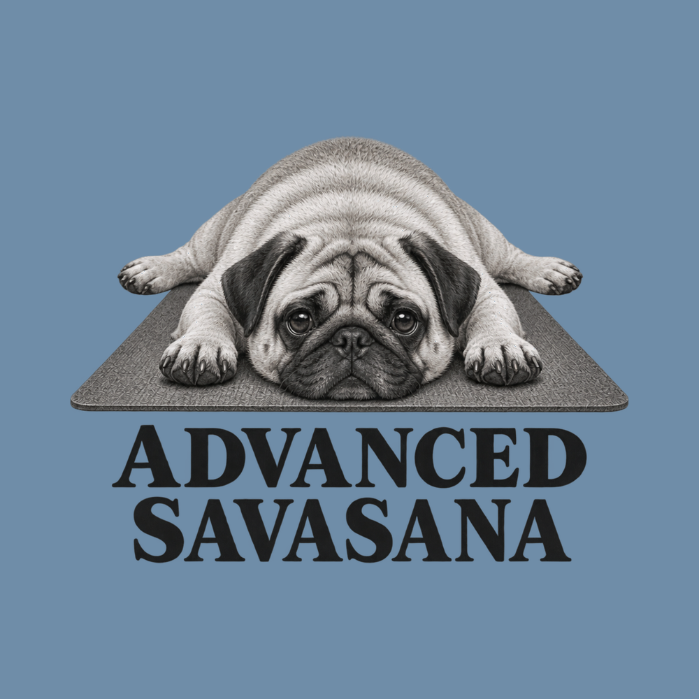 Pug Advanced Savasana Yoga Graphic Tee - Funny Pug Yoga Shirt