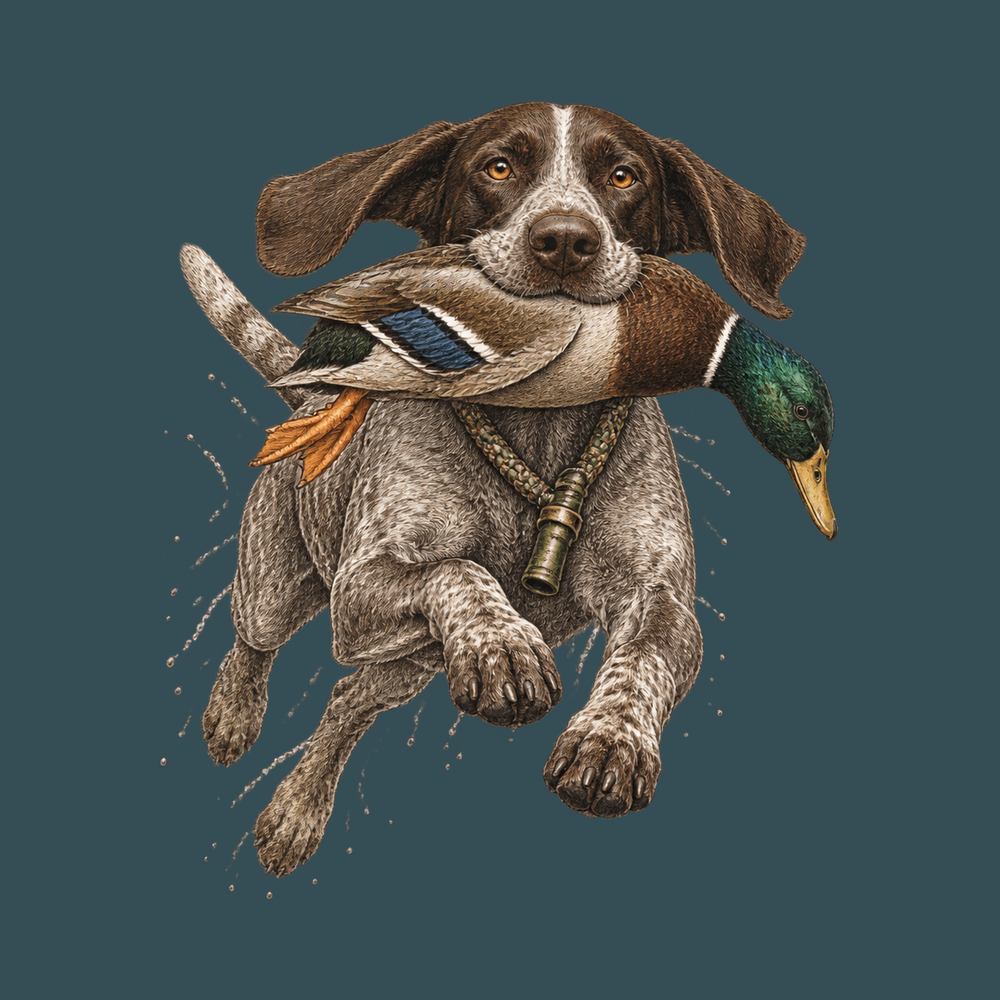 Hunting Dog Mallard Retrieve Duck Hunting Tee Vintage Bird Dog Shirt