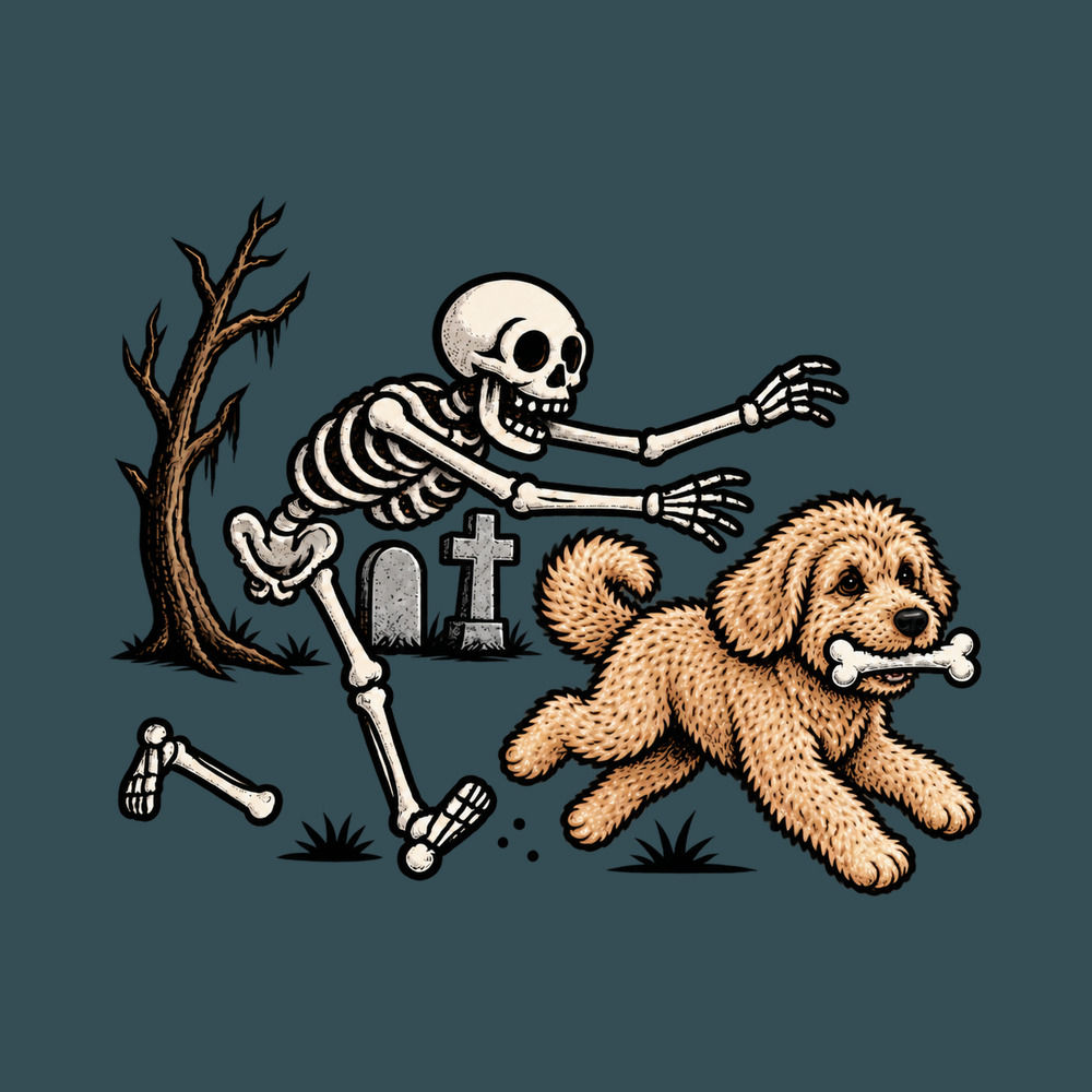 Skeleton Chasing Maltipoo Dog Vintage Halloween Shirt Dog Lover Gift