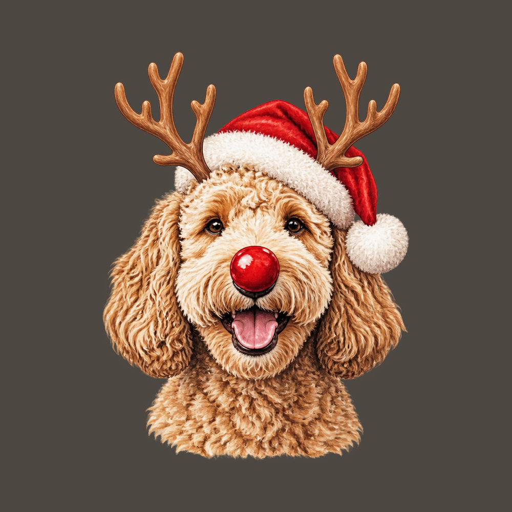 Happy Rudolph Goldendoodle Santa Holiday Dog Tee Dog Christmas Shirt