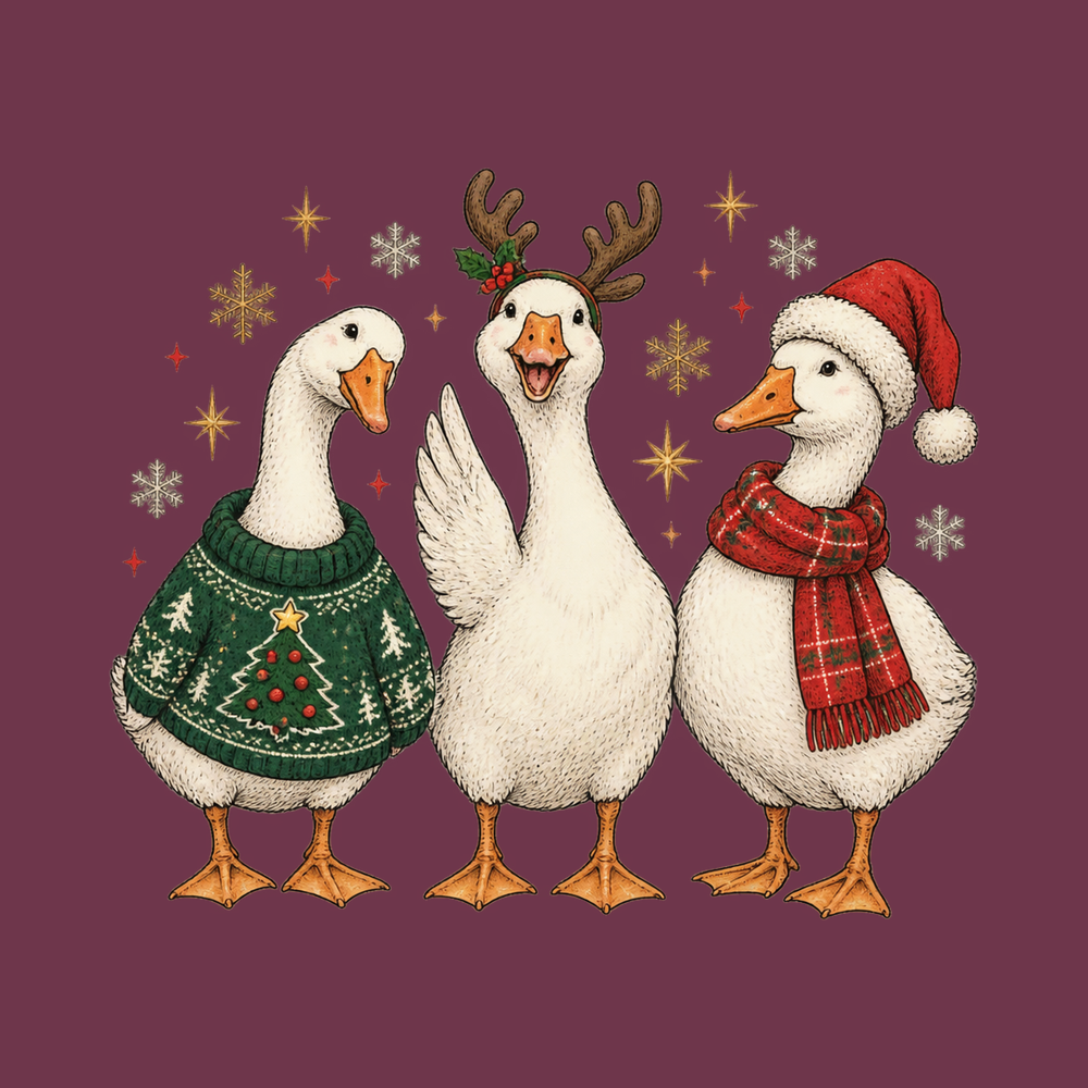 Festive Geese Christmas Trio Funny Holiday Christmas Goose Shirt