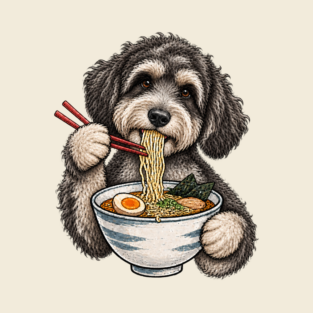 Schnoodle Eating Ramen Noodles T-Shirt Ramen Lover Gift Tee