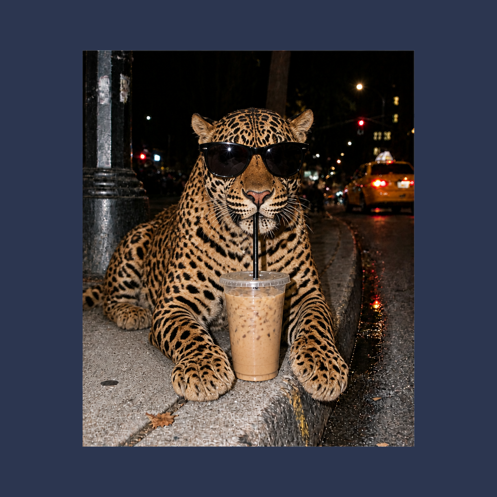 Leopard Drinking Iced Coffee Shirt - Coffee Lover Gift Unisex Tee