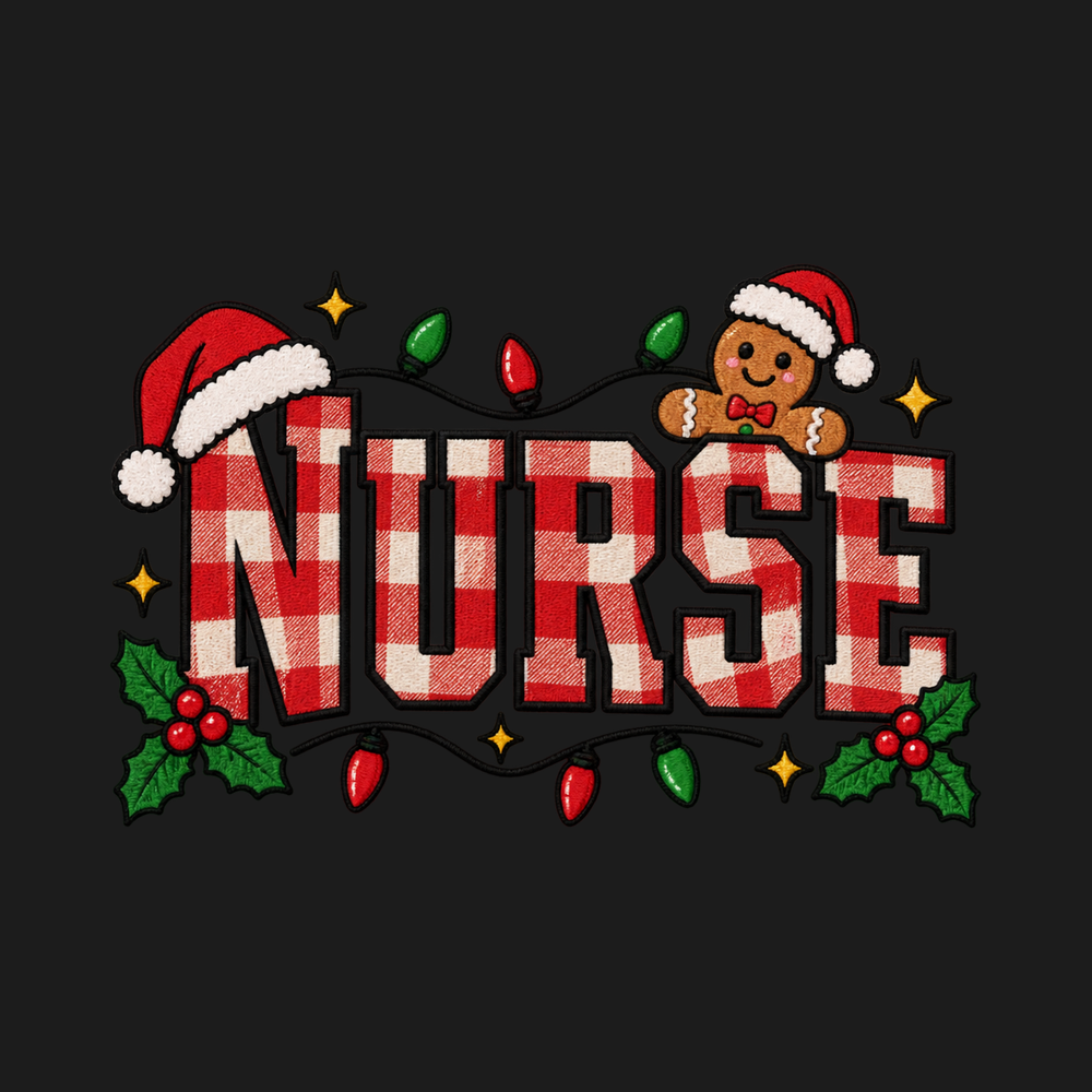 Christmas Nurse Gingerbread Plaid Holiday Nurse Christmas Tee