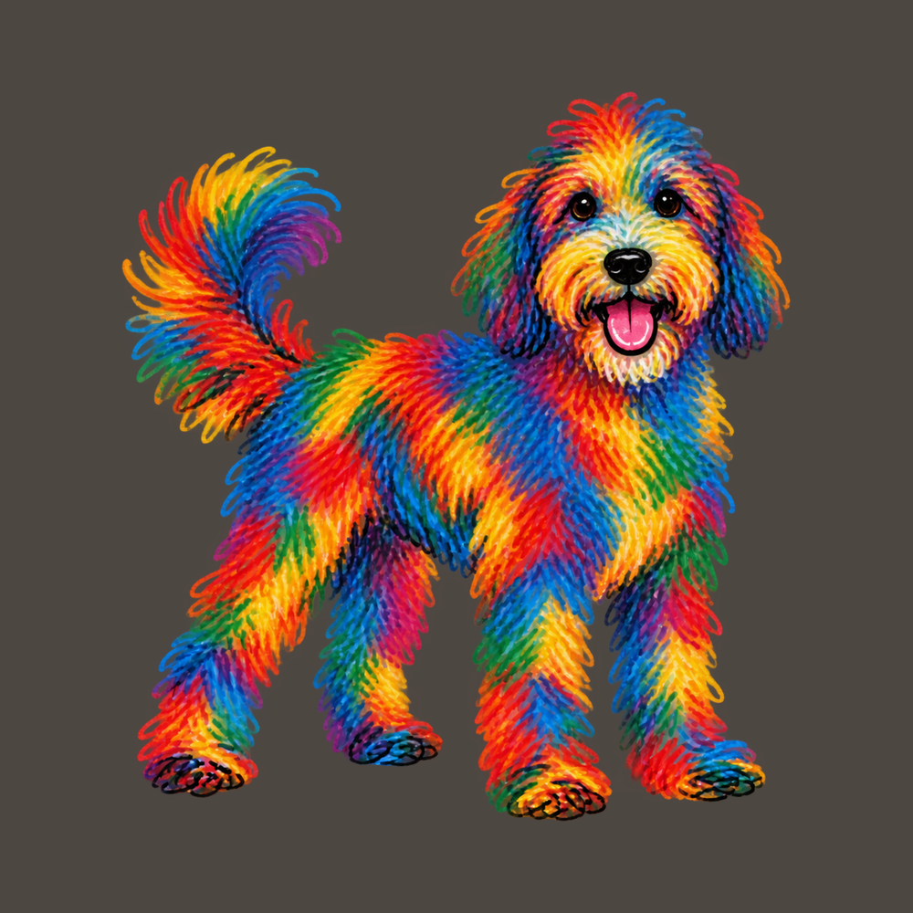 Rainbow Scribble Sheepadoodle Comfort Colors Garment-Dyed Shirt