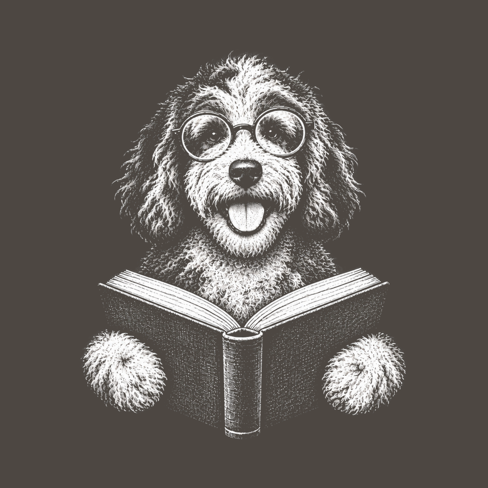 Aussiedoodle Reading Book Shirt Vintage Dog Tee Book Lover Gift