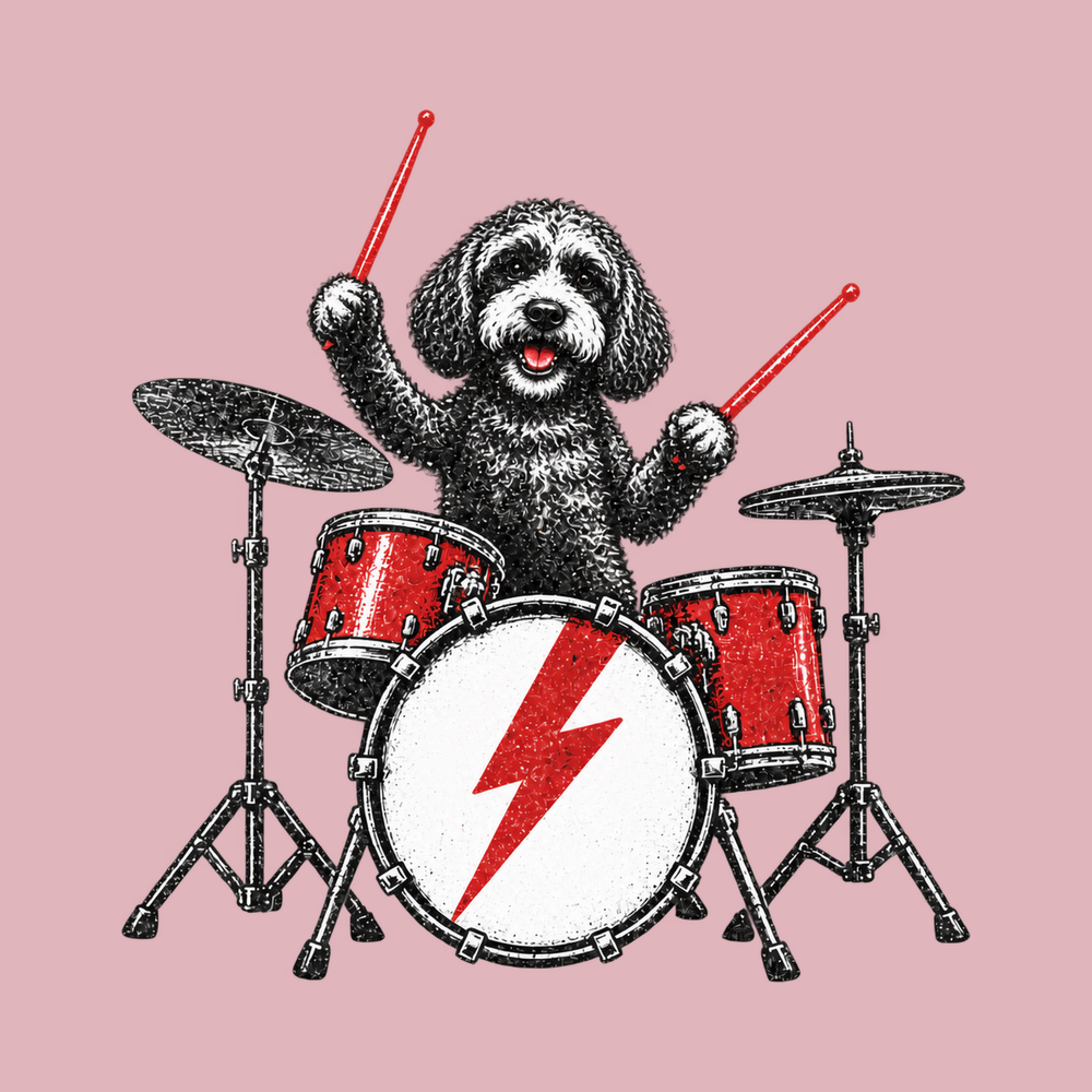 Cockapoo Drummer Red Drums Comfort Colors Rocker Musician Tee