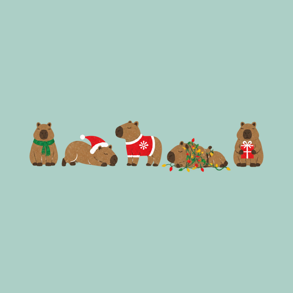 Festive Christmas Capybara Lineup Comfort Colors Capybara Shirt