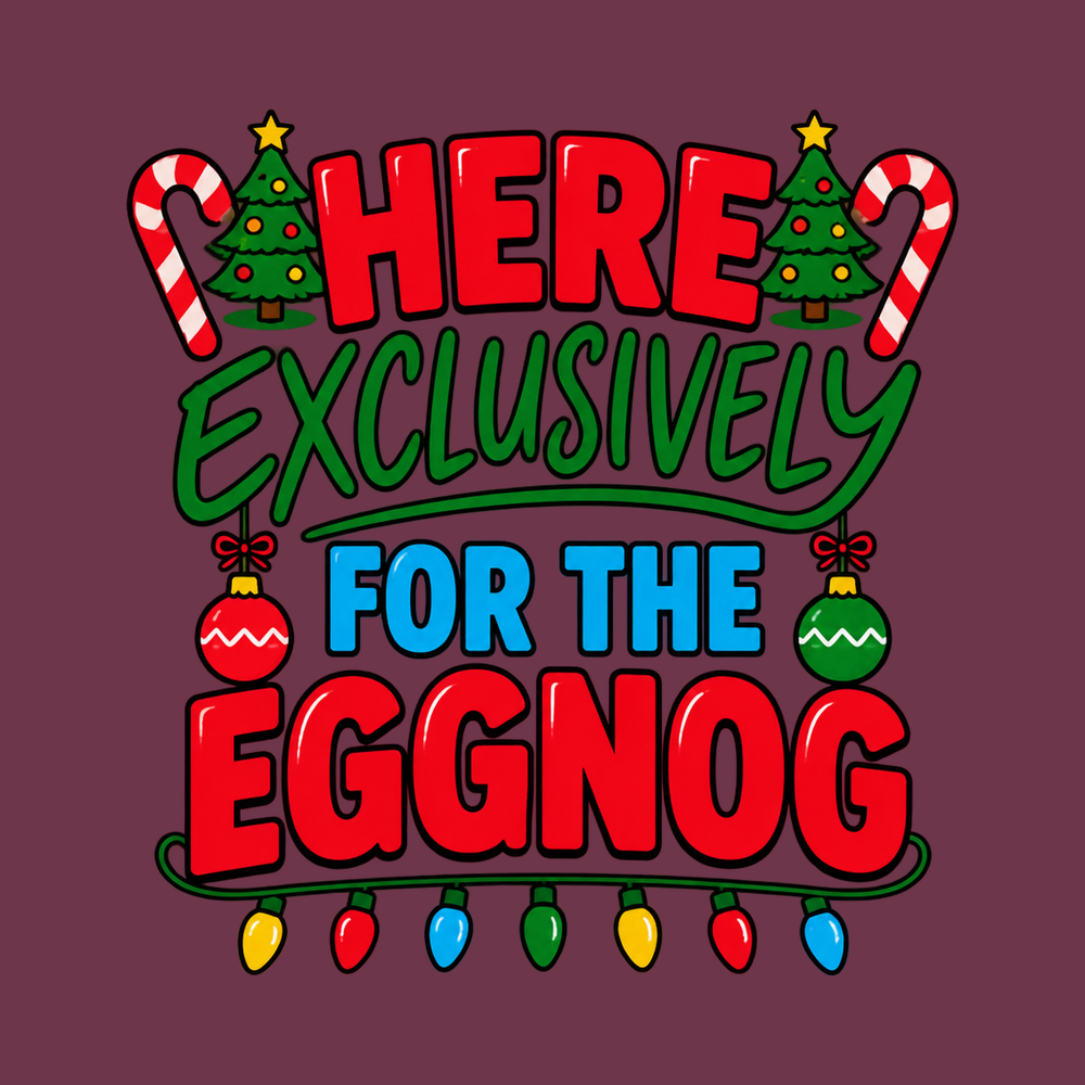 Festive Eggnog Christmas Typography Shirt Funny Holiday Drinking Tee