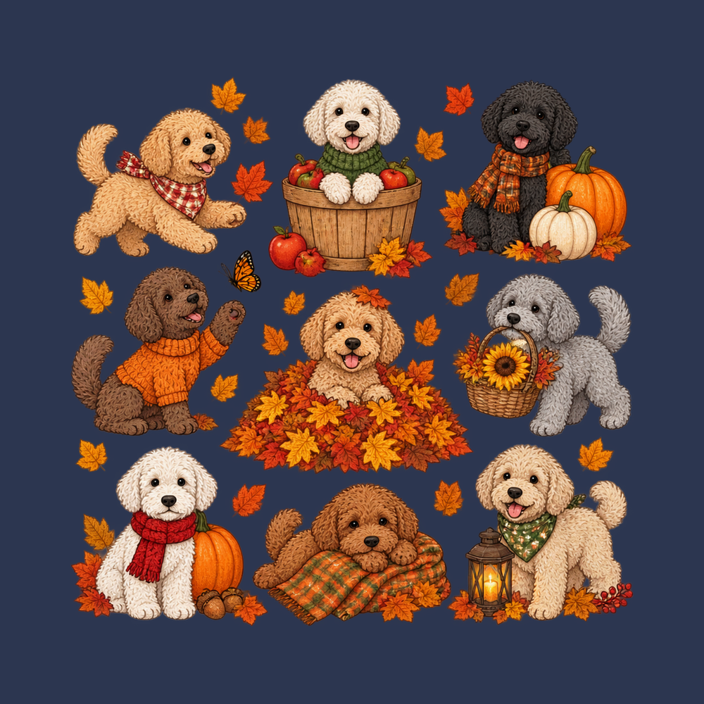 Maltipoo Fall Activities Stickers - Autumn Puppy Tee Dog Lover Gift